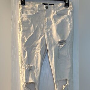 Hollister white high‎ rise super skinny classic stretch ripped denim jeans 3S
